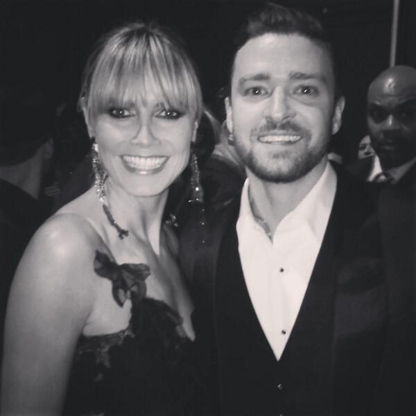 Heidi Klum and Justim Timberlake backstage at the 2013 AMA