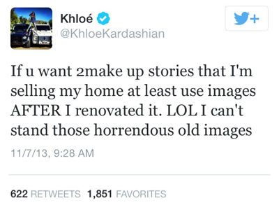 Khloe Kardashian house tweet _entertaining africa